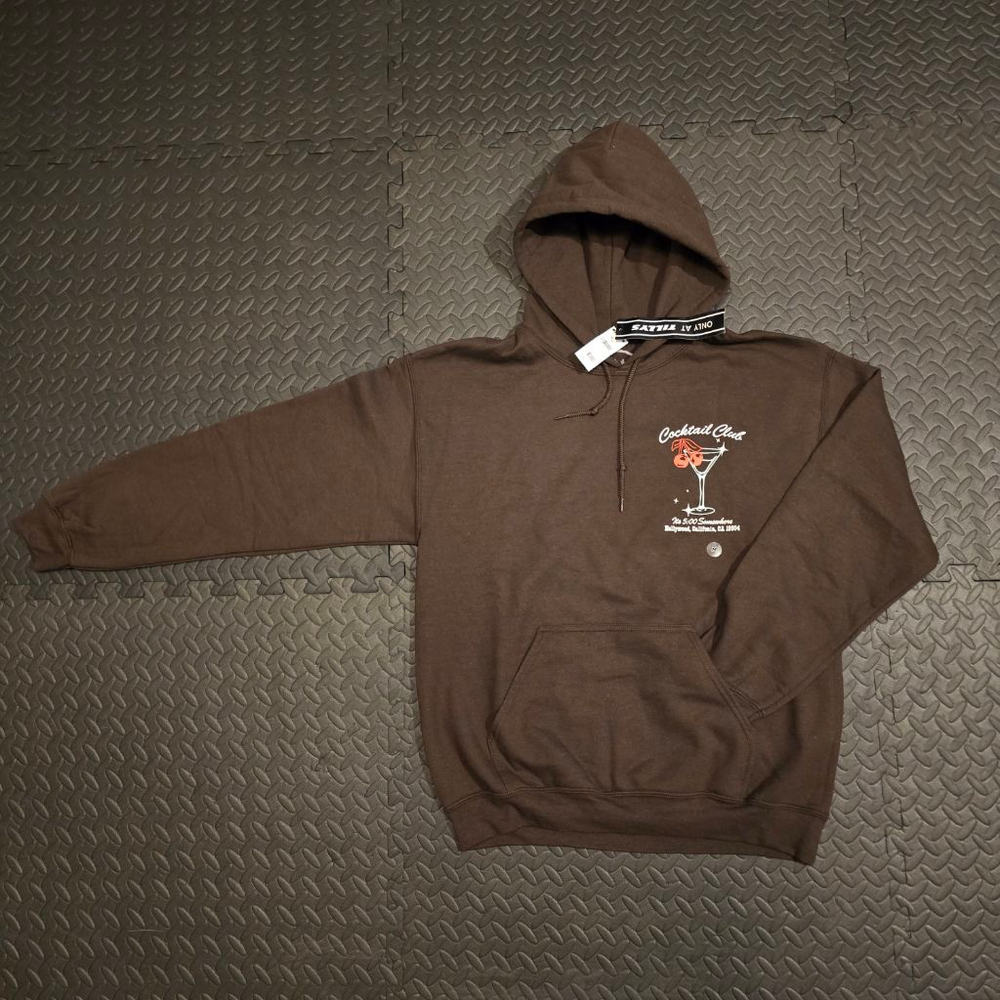Men's CULT Brown White Red Cocktail Club Graphic Hoodie Size M